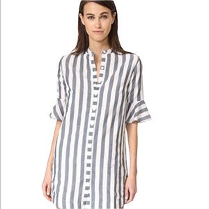 Vetiver Striped Ali Ruffle Button Down Dress